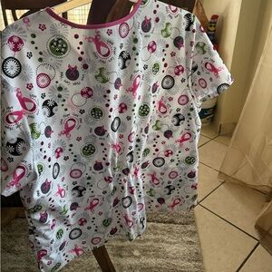 SB Scrubs Top with Pink Green and Black Patterns
Cancer Ribbons